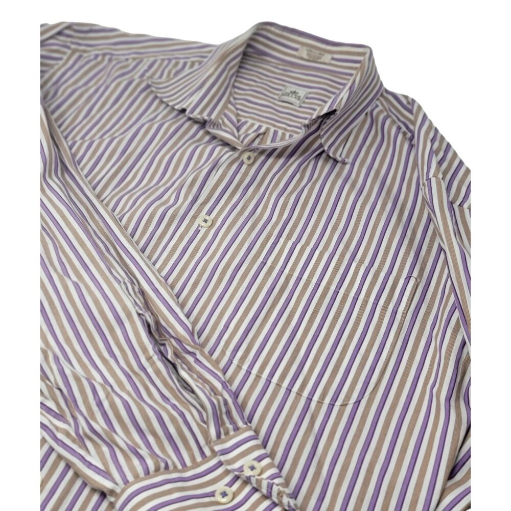 Peter Millar Purple Stripe Cotton Dress Shirt